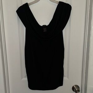 Ashley Stewart Black One-Shoulder Cowl Neck Dress